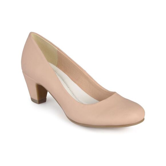 JOURNEE COLLECTION Womens Beige Luu Toe Kitten Heel Slip On Pumps Shoes 7.5 - Picture 1 of 4